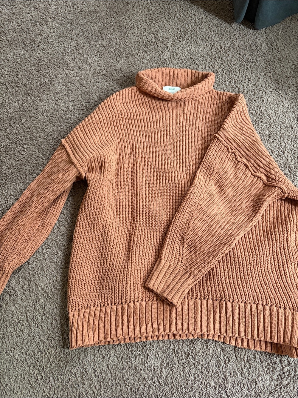 Chunky Ribbed Turtleneck Sweater - caramel